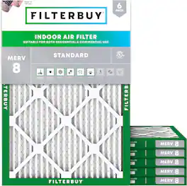 Filterbuy - 12x14x1 MERV 8 Dust & Allergy Defense, Electrostatic Pleated HVAC AC Furnace Air Filters Replacement (6-Pack) - Silver
