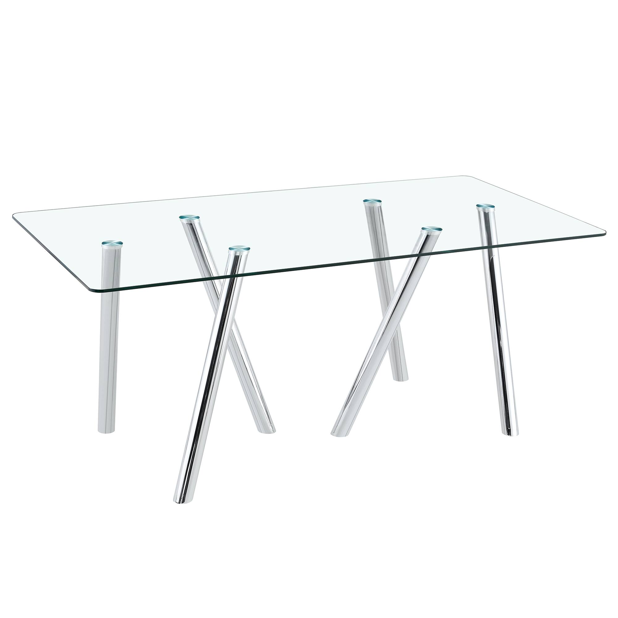 Alt View 5. Loheer - Loheer- 5.9x3 Ft Modern Rectangular Dining Table Large Kitchen Table for 6 to 8 Seater Family Meals - Silver.
