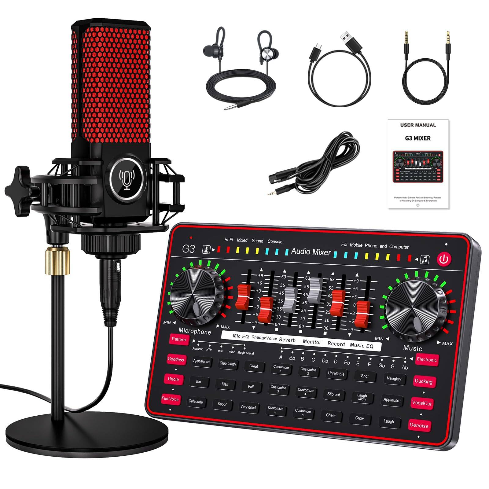 USER MANUAL  
G3 MIXER  
Audio Mixer for Mobile Phone and Computer  

Microphone  
Mic  
Change Voice Pattern  
Reverb  
Monitor  
Record  
Music EQ  

Music  
Electronic  
Goddess  
Uncle  
Great  
Customize  
Unreliable  
Shat  
Naughty  
Ducking  
Ken  
Fat  
Customize  
Uncle  
Laugh  
Fun-Voice  
Celebrate  
Applause  
VocalCut  
Denoise  

MIN  
MAX  

A  
B  
C  
D  
E  
F  
G  
Ab  
Bb  
Db  
Eb  
F#  
G#  

MIN  
MAX  

MIN  
MAX  

MIN  
MAX  

MIN  
MAX  

MIN  
MAX  

MIN  
MAX  

MIN  
MAX  

MIN  
MAX  

MIN  
MAX  

MIN  
MAX  

MIN  
MAX  

MIN  
MAX  

MIN  
MAX  

MIN  
MAX  

MIN  
MAX  

MIN  
MAX  

MIN  
MAX  

MIN  
MAX  

MIN  
MAX  

MIN  
MAX  

MIN  
MAX  

MIN  
MAX  

MIN  
MAX  

MIN  
MAX  

MIN  
MAX  

MIN  
MAX  

MIN  
MAX  

MIN  
MAX  

MIN  
MAX  

MIN  
MAX  

MIN  
MAX  

MIN  
MAX  

