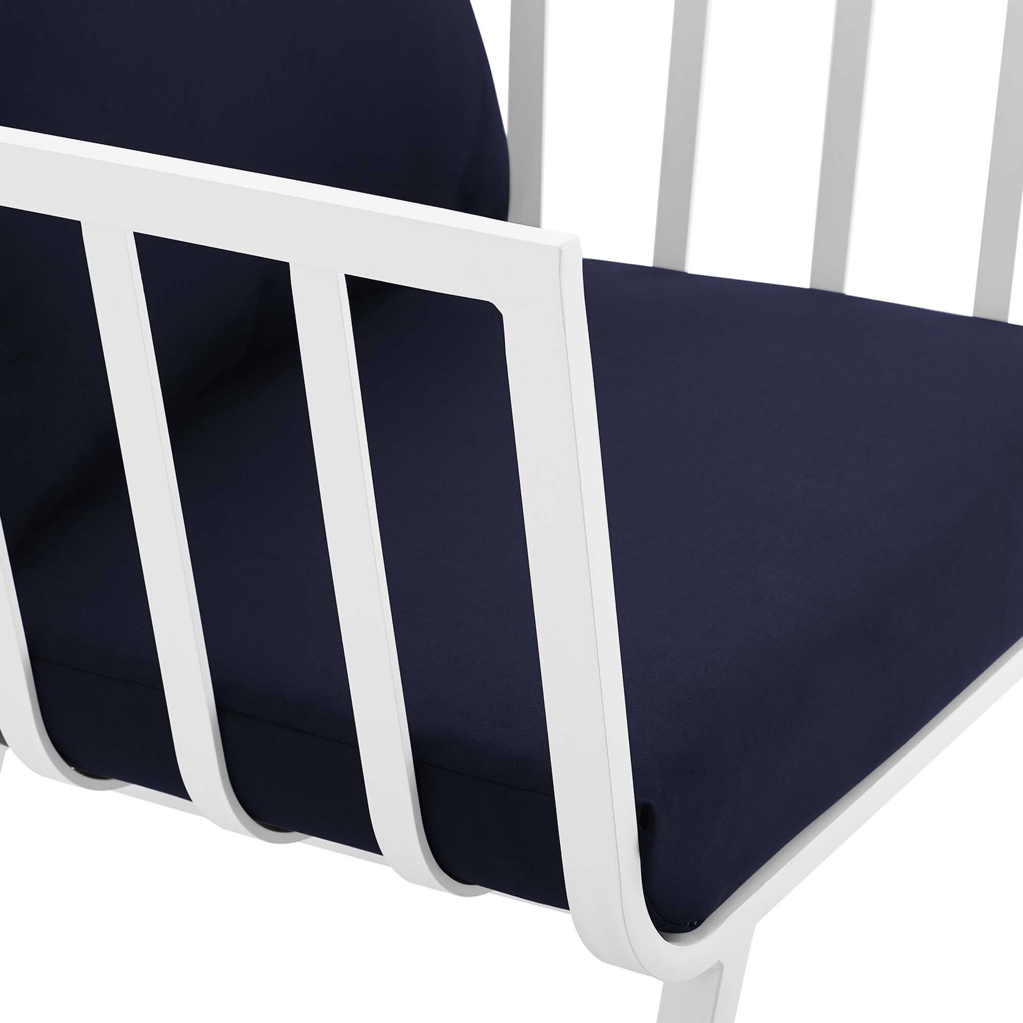 Alt View 3. Modway - Riverside Outdoor Patio Aluminum Armchair by Modway - White Navy.