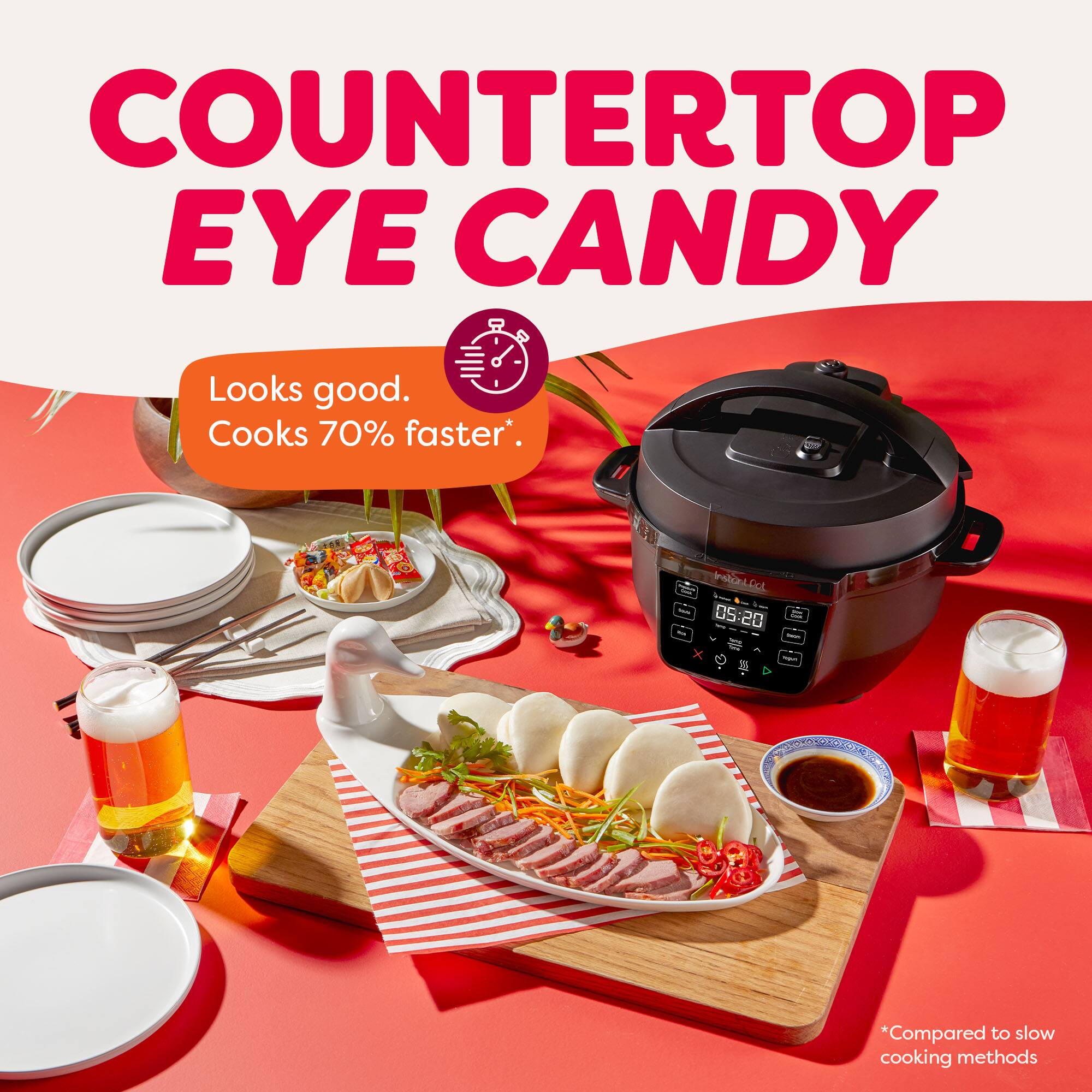 COUNTERTOP EYE CANDY

Looks good. Cooks 70% faster*.

*Compared to slow cooking methods