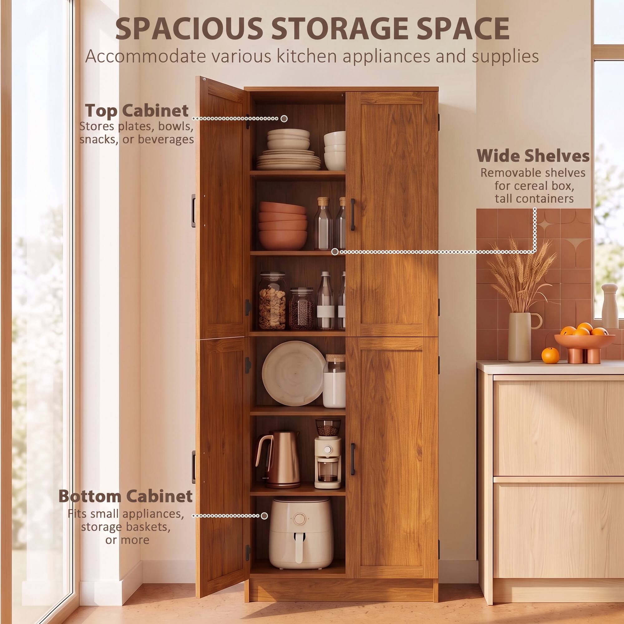 Homcom Kitchen Pantry Teak - Best Buy