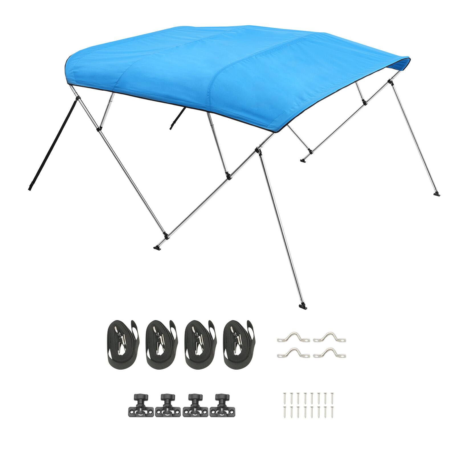 Alt View 5. VEVOR - 4 Bow Boat Bimini Tops, 600D Polyester Canopy with Aluminum Alloy Frame, Waterproof & Sun Shade Boat Awning Canopy - Pacific Blue.