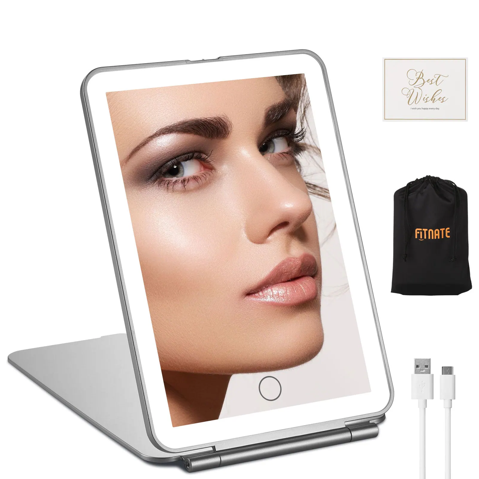 Fitnate - USB Charging 32 LED Makeup Mirror - Silver