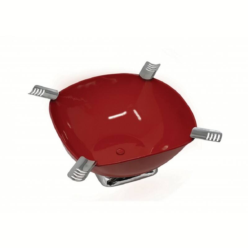 Alt View 2. Prestige - Smokin Ash' Quadrangle Cigar Ashtray (Red) - Gloss Metallic Red Finish.