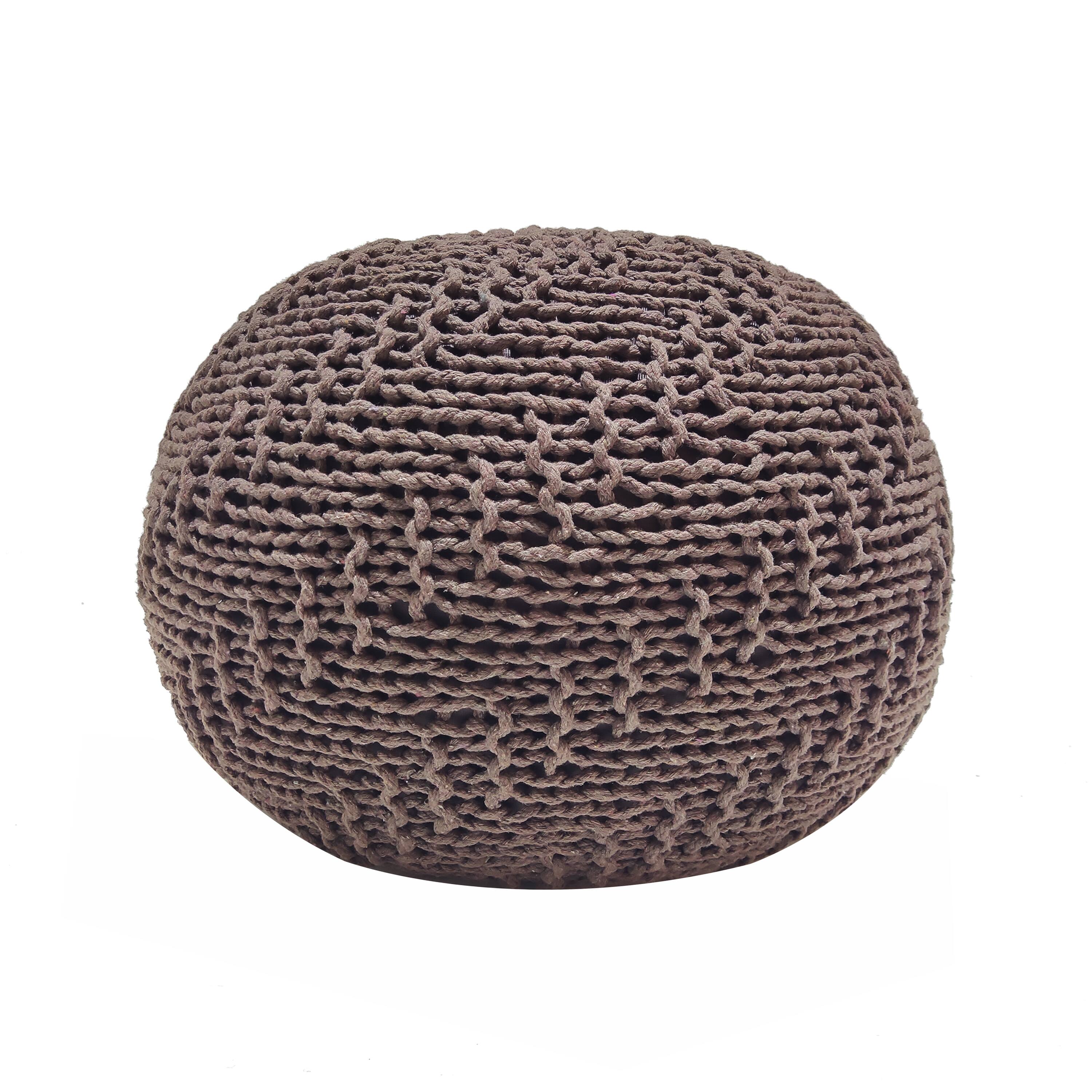 Alt View 2. GOODSILO - Modern Round Knit Weave Pouf Ottoman with Eco-Friendly Materials for Indoor and Outdoor Seating - PET.