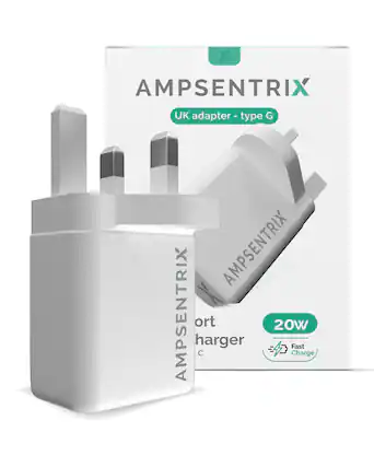AMPSENTRIX
UK adapter - type G
20W
Fast Charge
ort charger