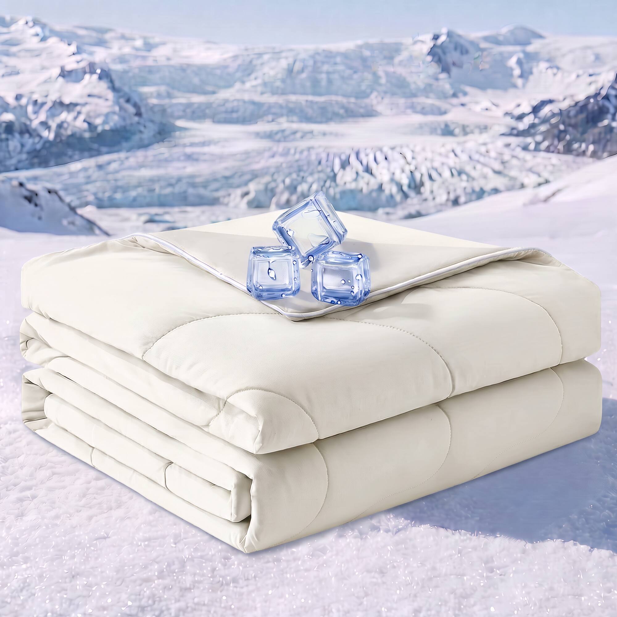 Alt View 3. KERDOM - Single/Twin - Cooling Comforter for Night Sweats, Arc-Chill Q-max>0.45, Instant Cool, Breathable Cold Throw, Washable - Beige.