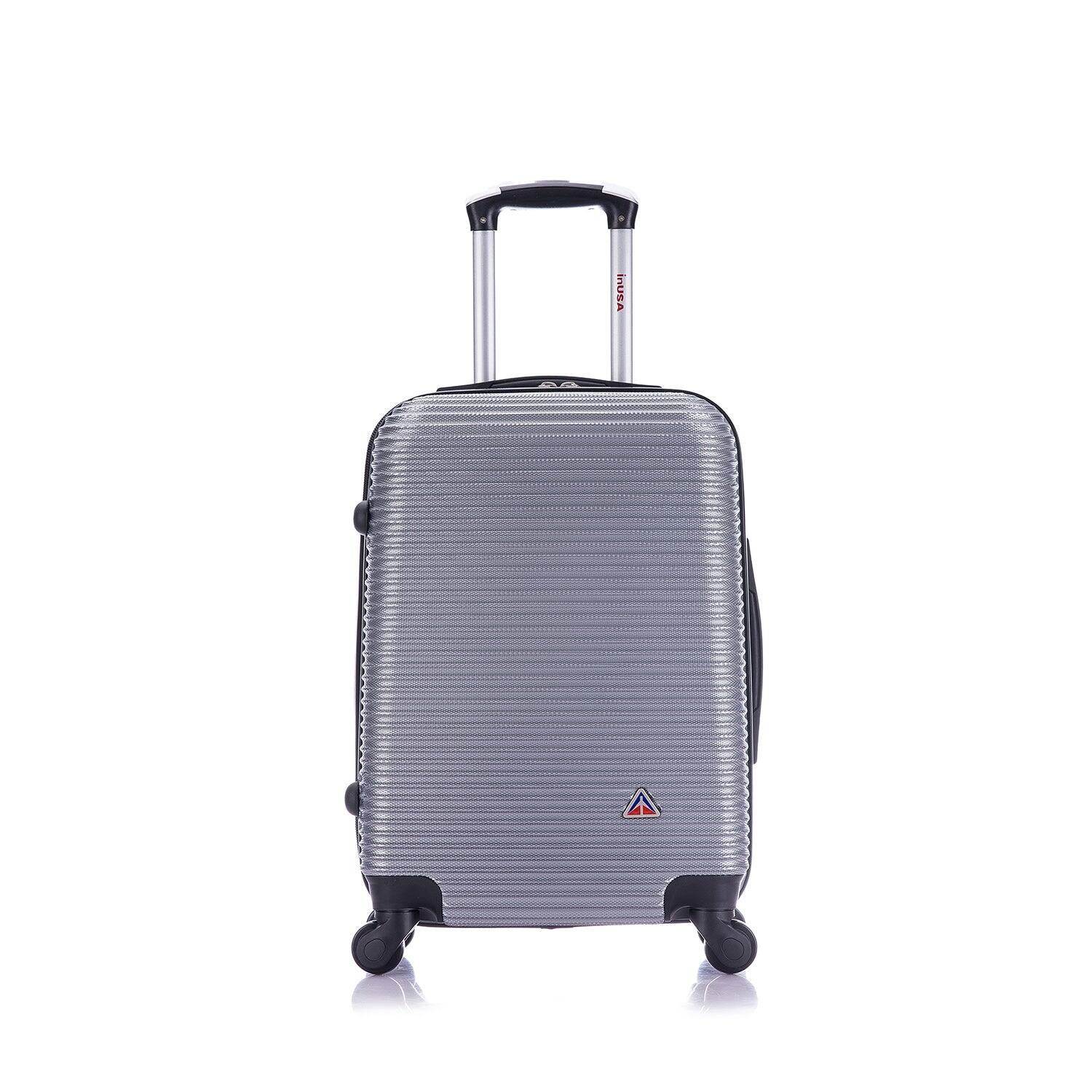 Angle. InUSA - Royal lightweight hardside Spinner Luggage 20" carry-on - SILVER.