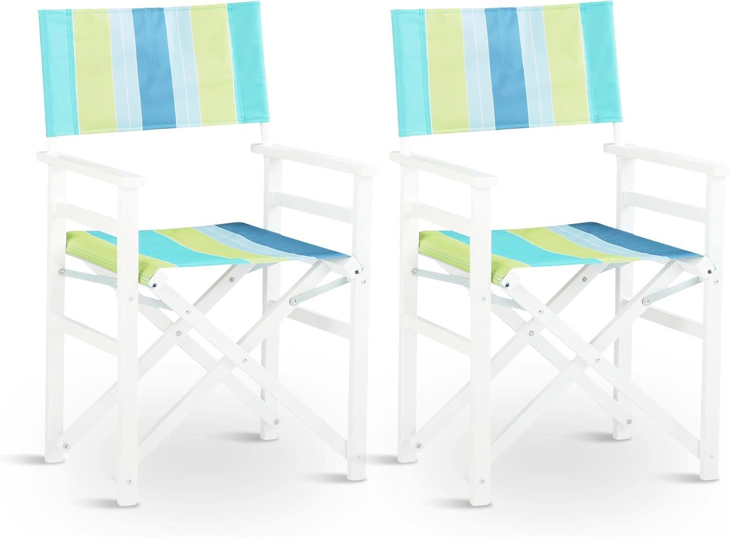 Alt View 1. Winado - 2 PCS Widen Folding Director Chair with Sturdy Wooden Frame & Beige Canvas, Portable, Durable for Outdoor Patio Camping - Green.