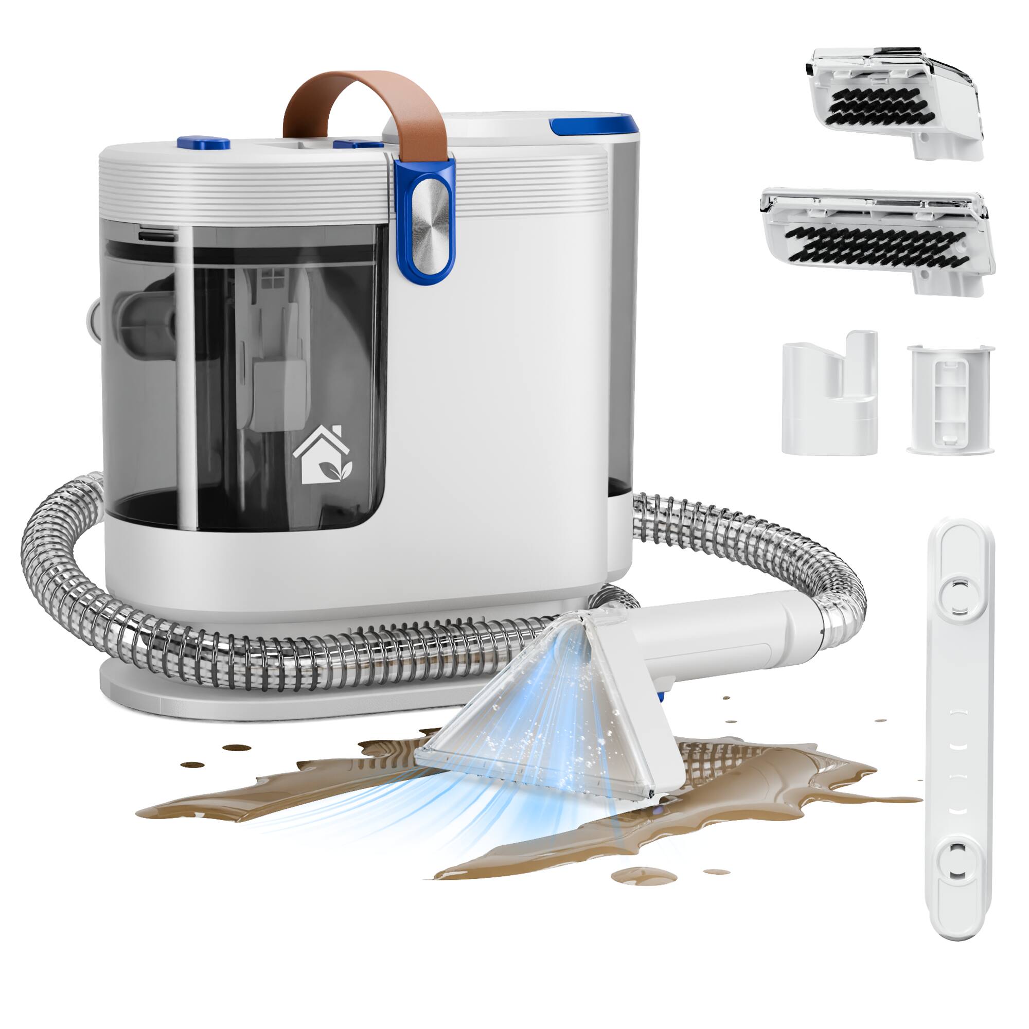 Front. WURESE - WURESE Portable Carpet Cleaner Machine, Carpet Shampooer, 15Kpa Upholstery Cleaner with 3 Tools, 54oz Large Water Tank.