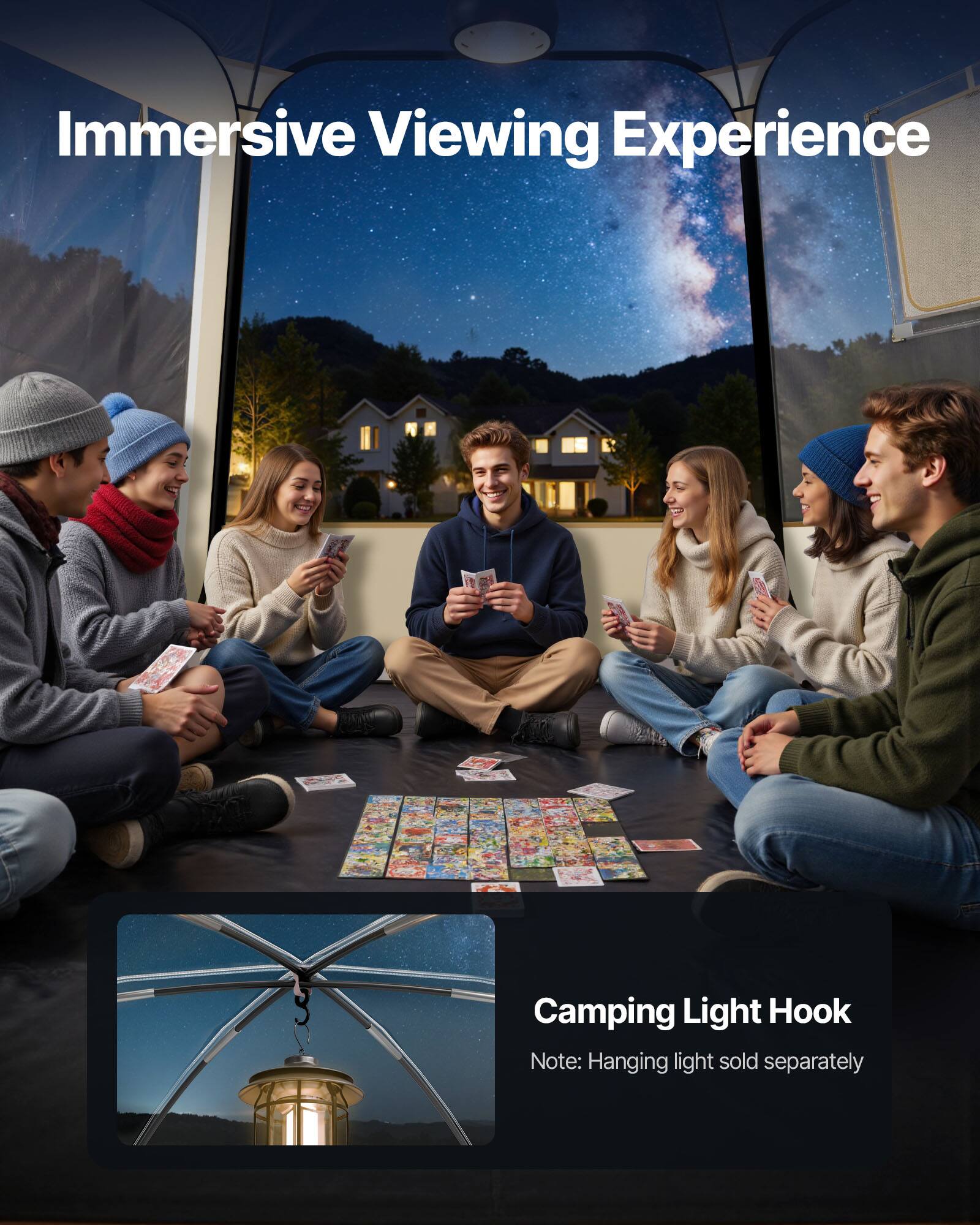 Immersive Viewing Experience

Camping Light Hook
Note: Hanging light sold separately