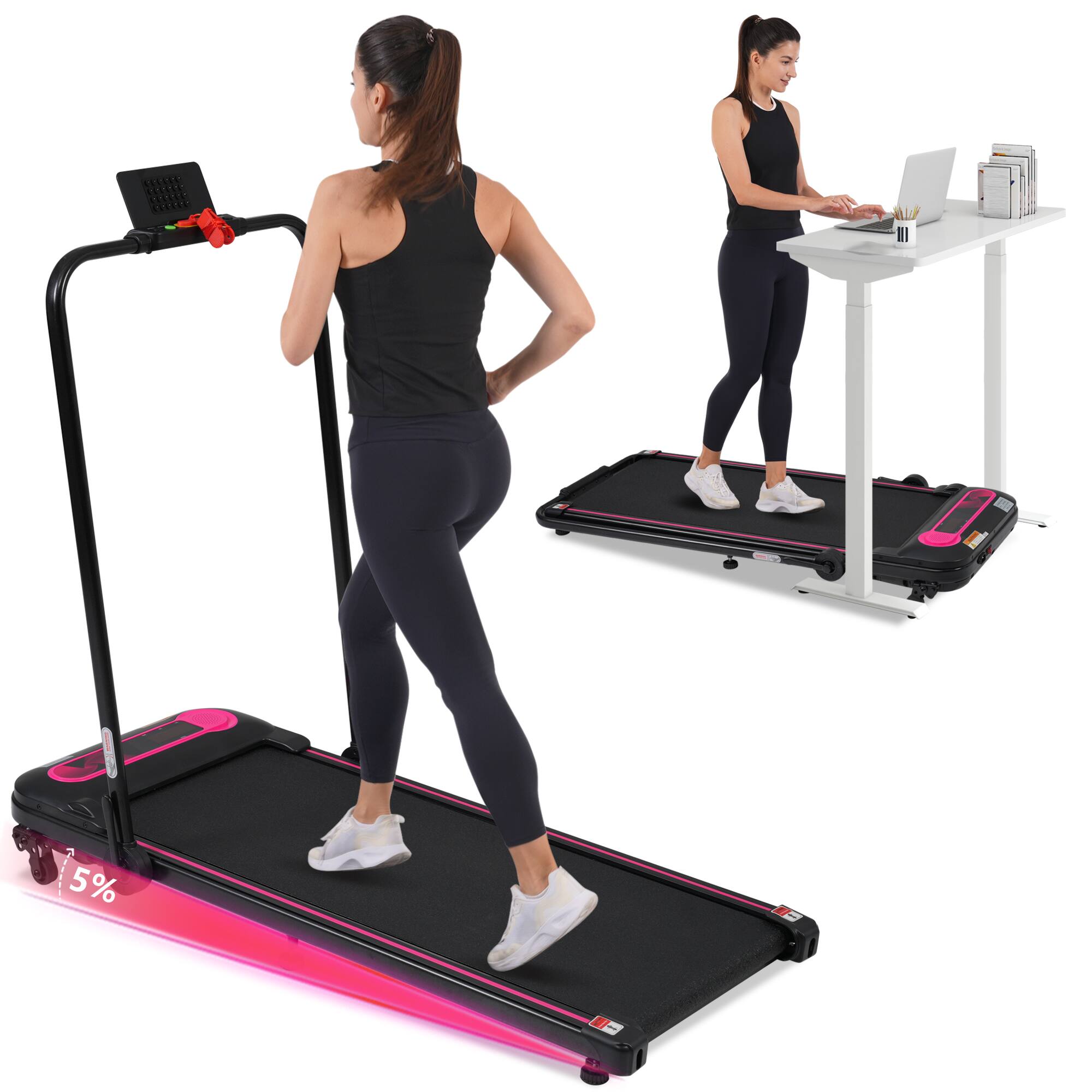 Chery Life - 2.5HP Walking Treadmill With Incline 0.5-7.5MPH 300LBS Capacity Treadmill for Walking Running - Black
