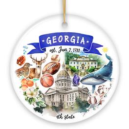 OrnamentallyYou - Artistic Georgia State Themes and Landmarks Christmas Ornament Circle - Multi-colored