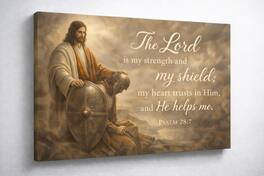 FC Design - Large Earthy Shield Faith Canvas 24x36" Ready-to-Hang Religious Art Painting Home Wall Decor Gift - MultiColor