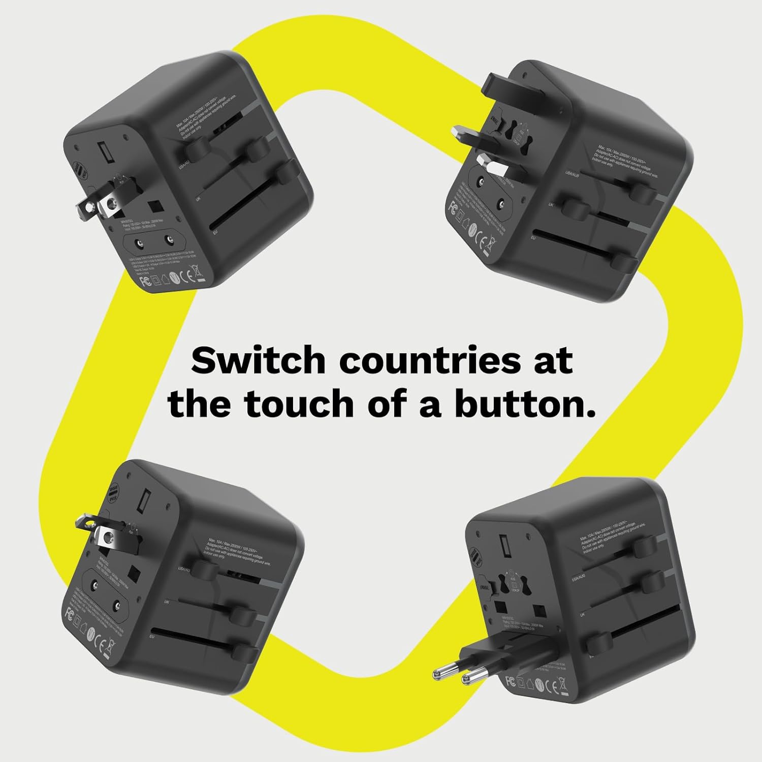 Switch countries at the touch of a button.