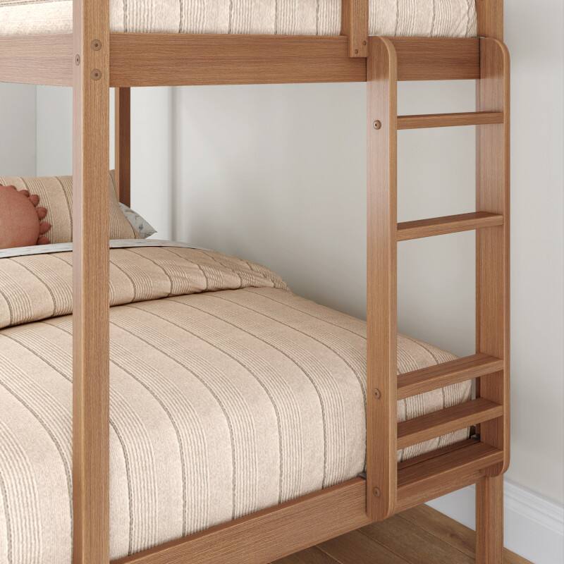 Alt View 4. Grain & Grove - Bear Plywood Twin/Full Bunk, Embossed Pecan - Pecan.