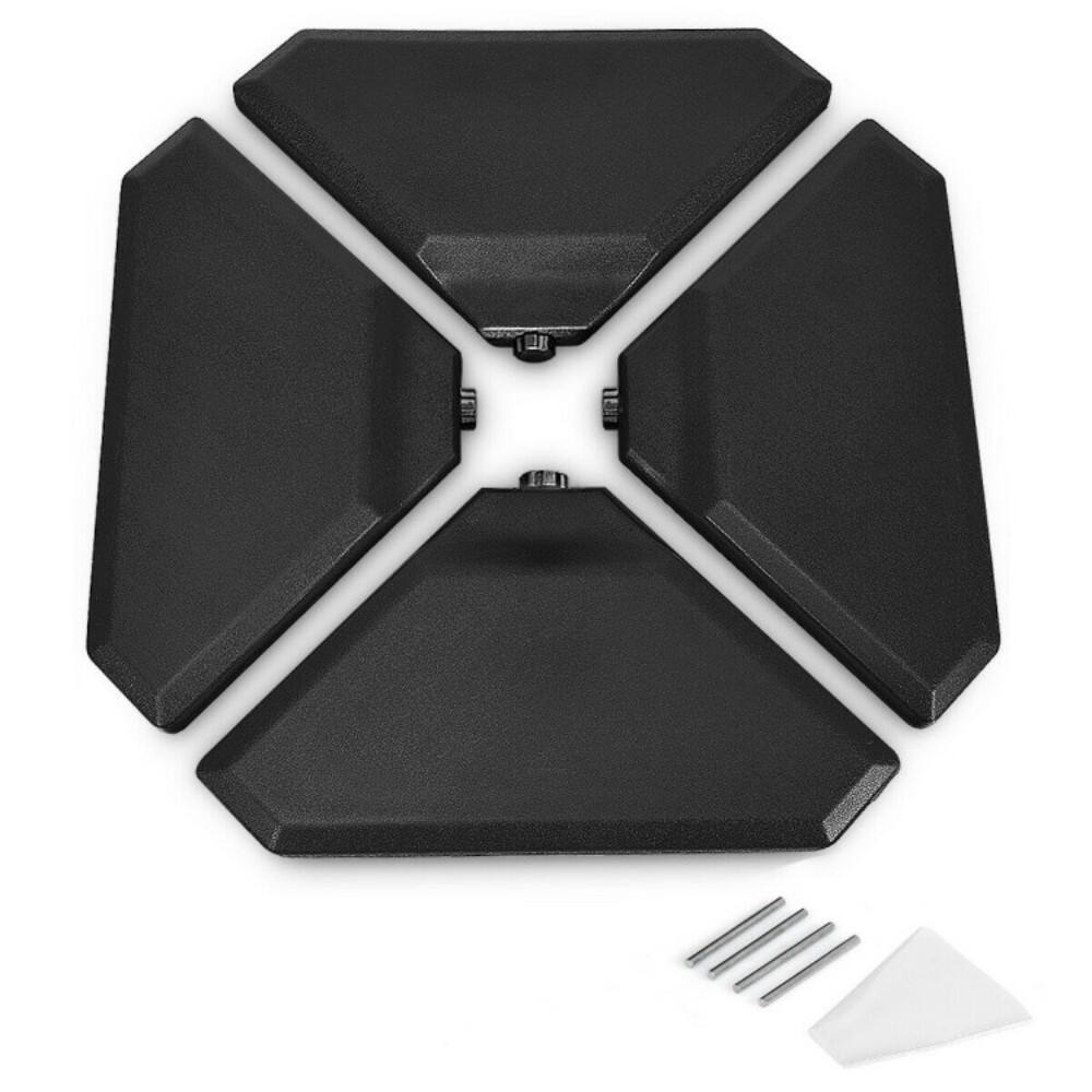 Angle. Mondawe - 4 Pieces 195 lbs Patio Cantilever Offset Umbrella Base Weight Sand - Black.