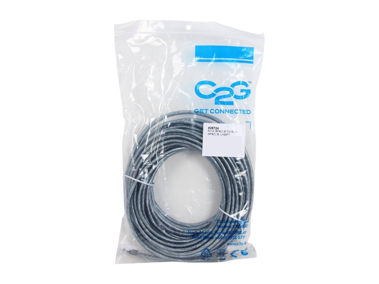 TM C2G 2 GET CONNECTED #28724 RJ12 SP4) V to .12 SP4CI M L=50FT 3565 Senrieg BV   B1 Nore terc E0 98 PA DALA Phone 44/00162 62 677 www.c2g.com
