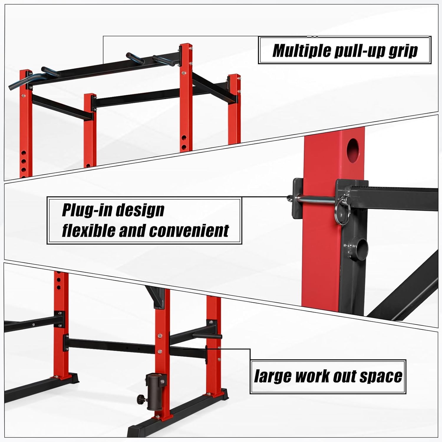 Multiple pull-up grip

Plug-in design flexible and convenient

large work out space