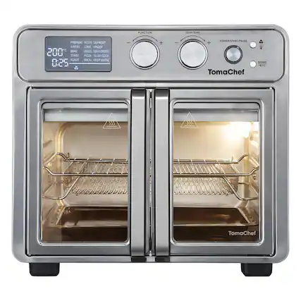 FUNCTION
TEMP/TIME
PREHEAT
ROTISS
DEFROST
AIR/FRY
CAKE PROOF
BAKE
BAGEL
DEHYDRATE
TOAST
PIZZA
SLOW COOK
BROIL
KEEP WARM
200°C
0:25
POWER/START/PAUSE
SHAKE
°F/°C
TomaChef