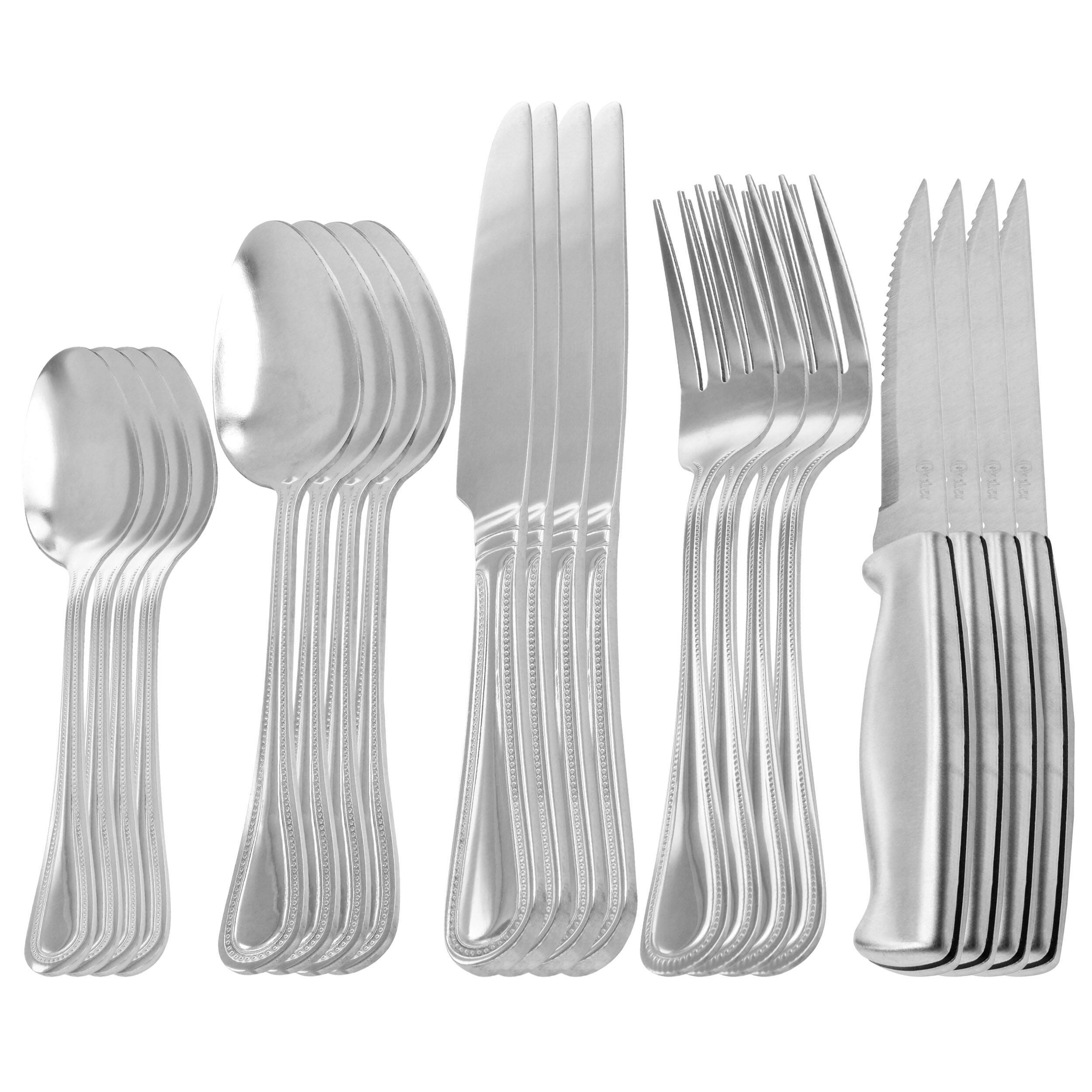 Alt View 1. Oster - Oster 20 Piece Stainless Steel Flatware and Steak Knife Set - Silver.