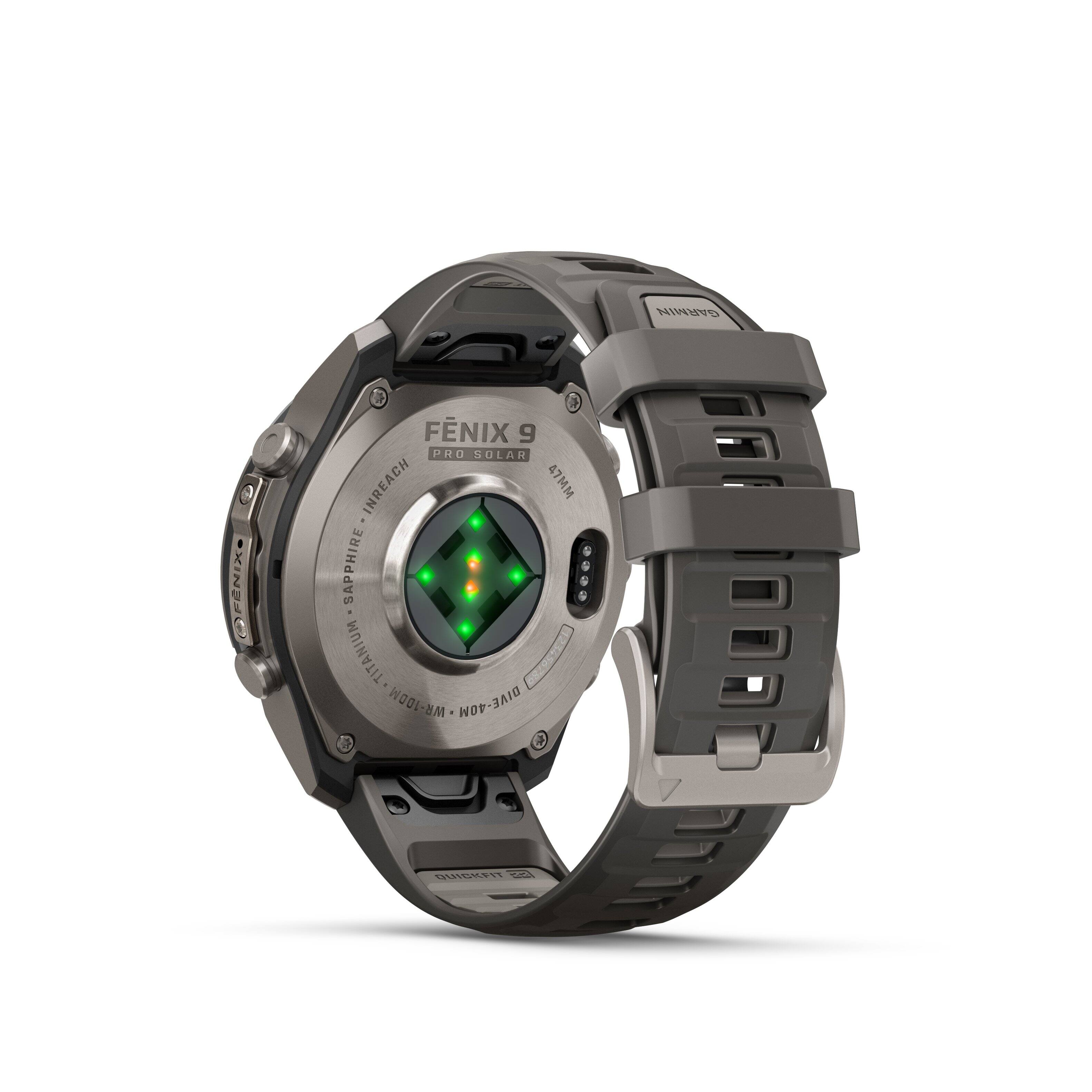 GARMIN  
FENIX  
FNIX 9 PRO SOLAR INREACH  
SAPPHIRE TITANIUM MB-100W DIVE-40M WR  
QUICKFIT