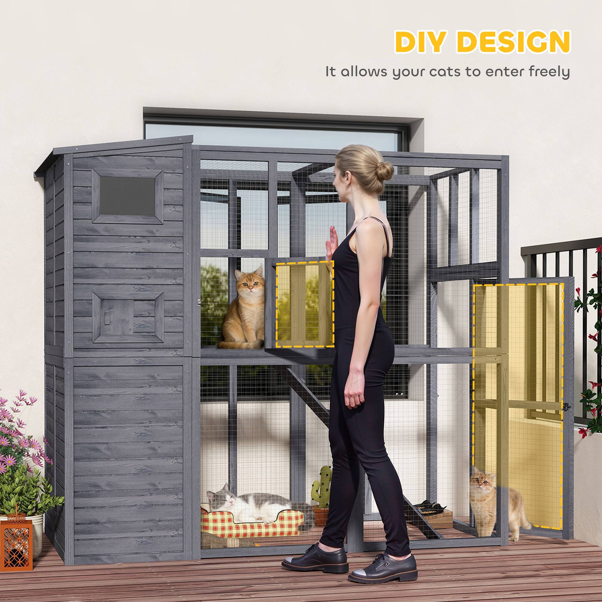 DIY DESIGN  
It allows your cats to enter freely