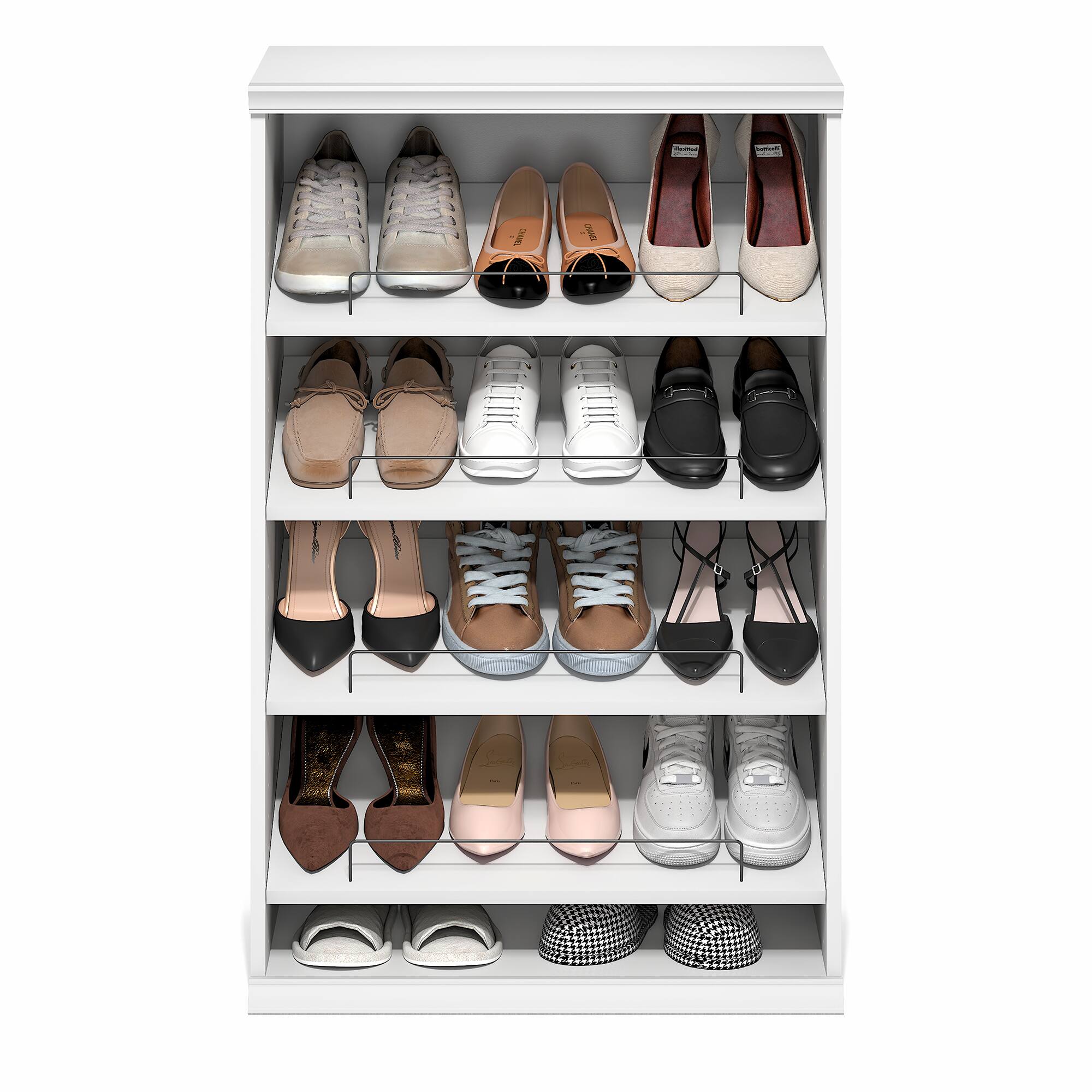 Alt View 4. Furinno - FANO Shoe Rack, 4-Tier Shoe Organizer, Closet Shoe Shelf with Angled, Adjustable Shelves, Stackable Shoe Storage - White.