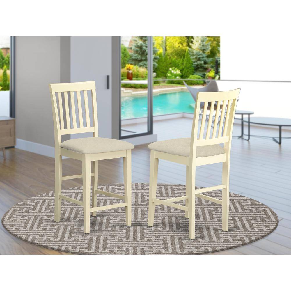 Angle. East West Furniture - Vernon Counter Height Stools with Cushion Seat - Buttermilk & Cherry Finish. - Buttermilk & Cherry.