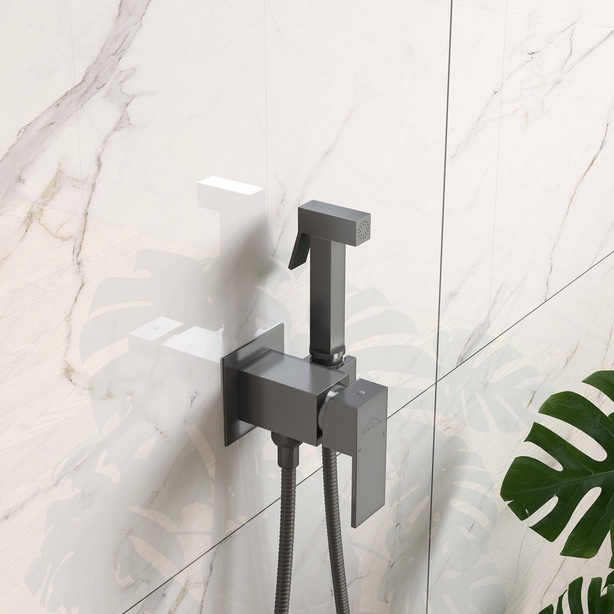 Alt View 3. Boyel Living - Wall Mount Single-Handle Handheld Bidet Sprayer with Handle and Mixer Body - Gunmetal Gray.