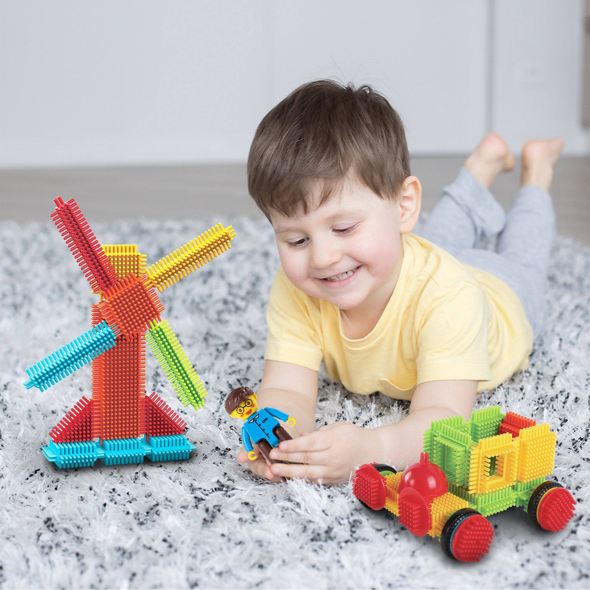 Alt View 1. PicassoTiles - PICASSO-TILES Hedgehog Blocks 4 Family Action Figures, STEM Toy Expansion Pack, Toddler Construction Building Blocks.