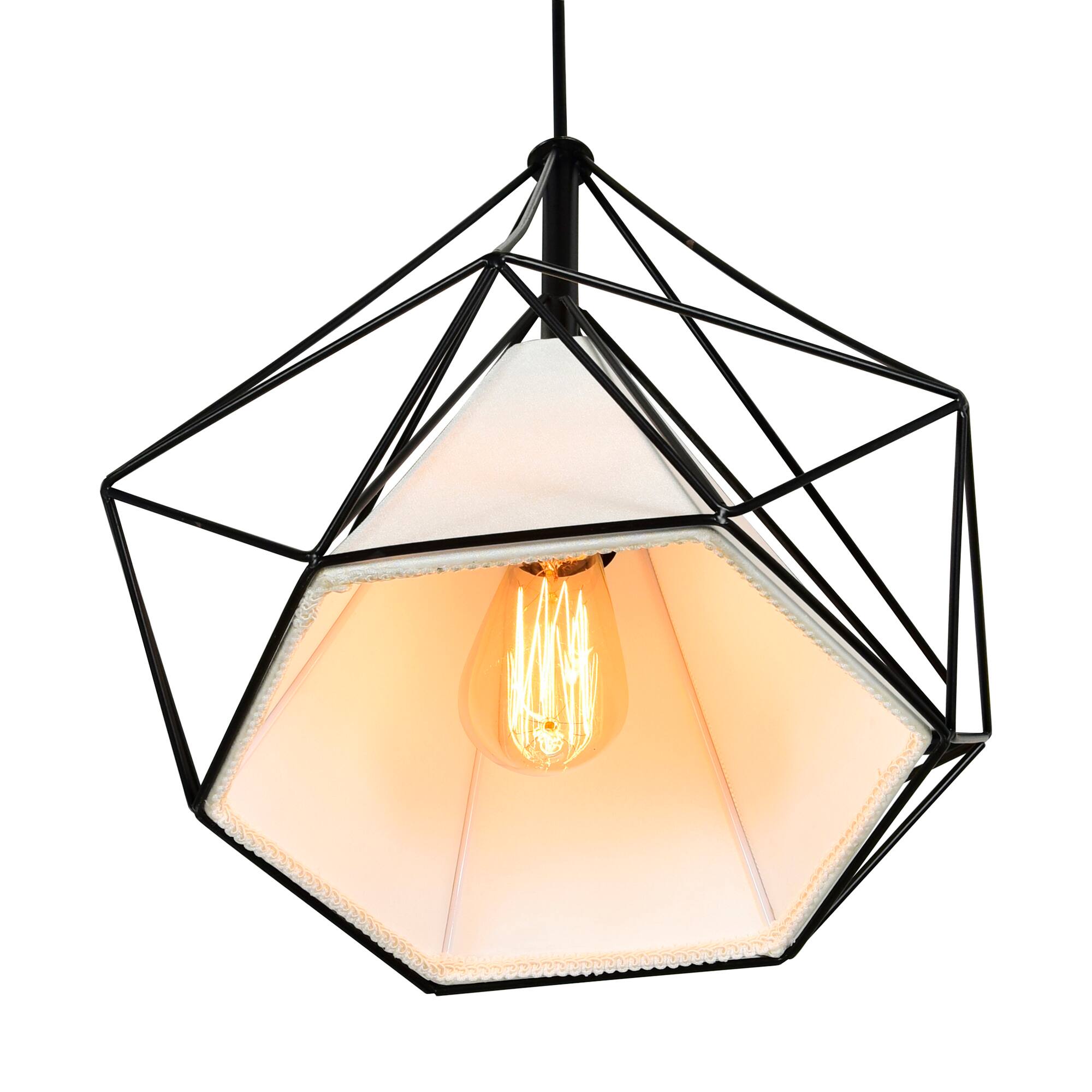 Back. CWI Lighting - Diamond 1 Light Down Pendant With Black Finish - Black.