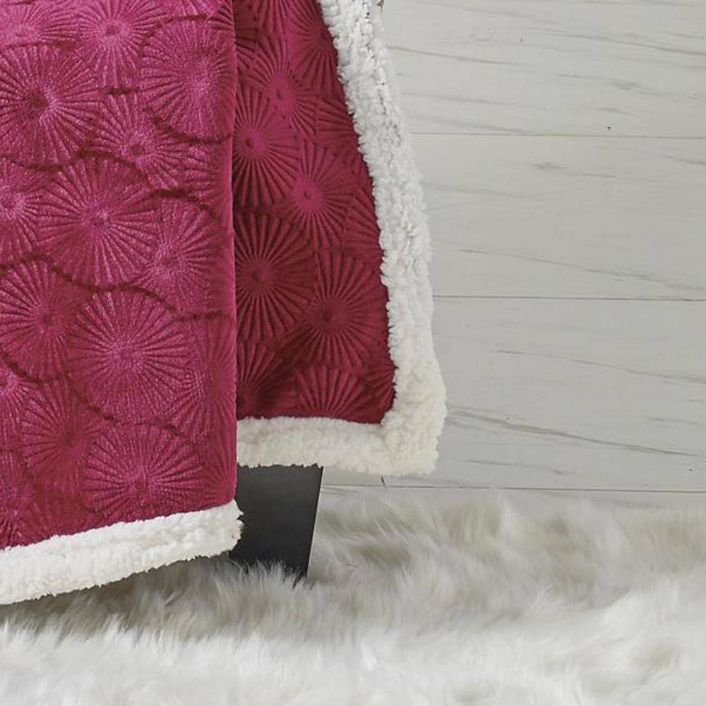 Alt View 2. Noble House - Louvre Plush All Season 50"x60" Sherpa Burgundy Throw - Burgundy.
