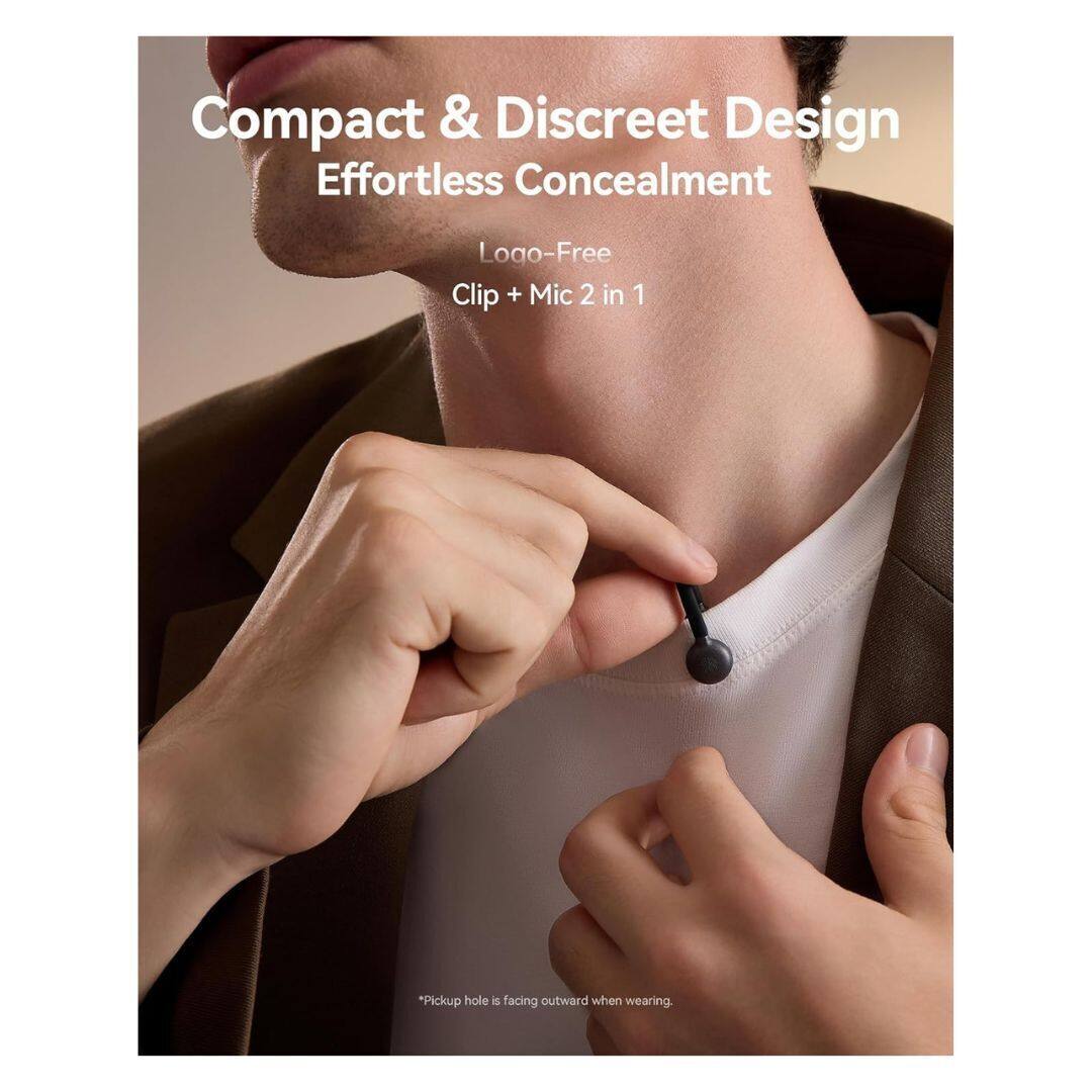 Compact & Discreet Design Effortless Concealment

Clip + Mic 2 in 1

*Pickup hole is facing outward when wearing.