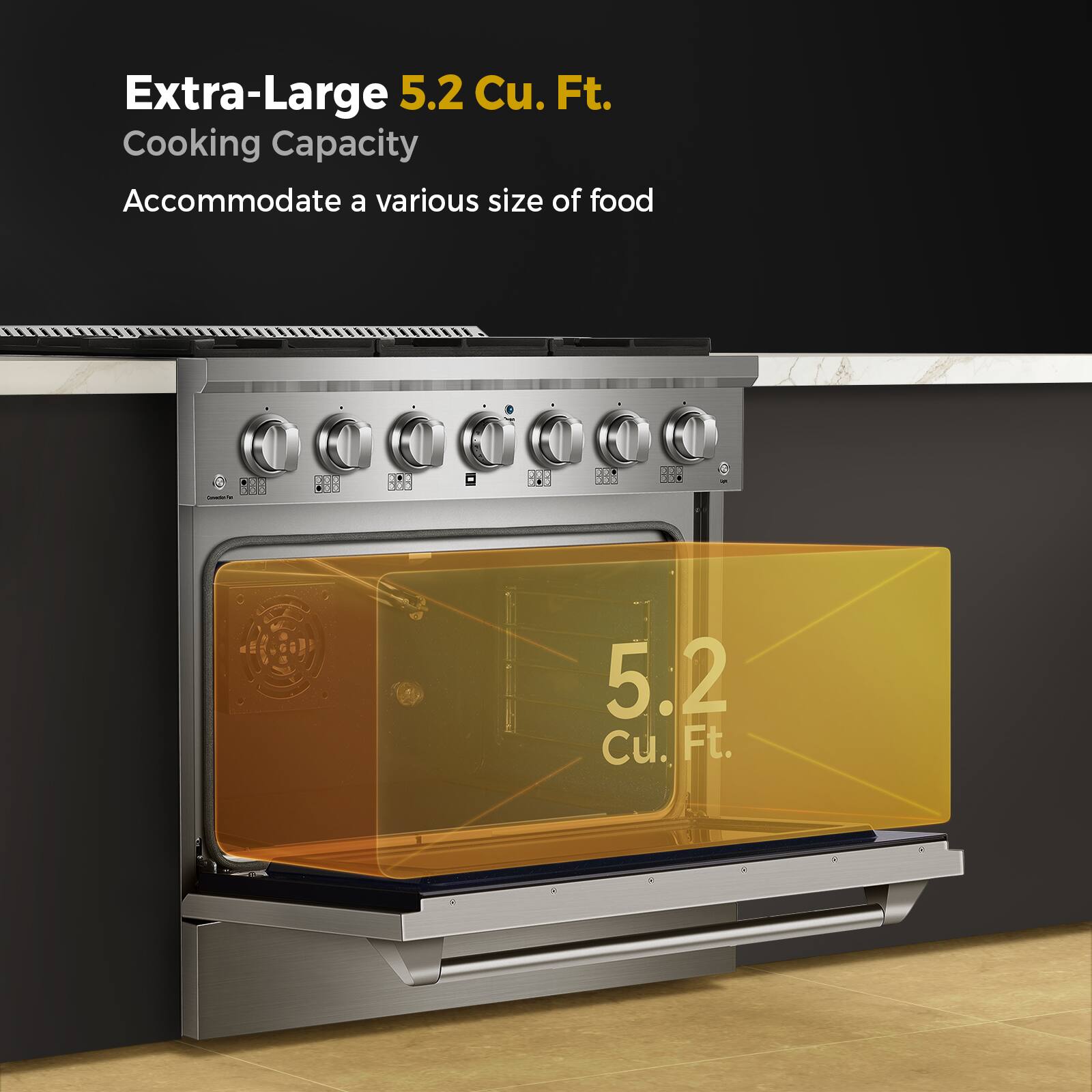 Extra-Large 5.2 Cu. Ft. Cooking Capacity Accommodate a various size of food - KXX E 5.2 Cu. Ft.
