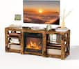 Front. Winado - 70" Fireplace TV Stand Table with Remoted 18" Embedded Electric Fireplace Heater Entertainment Center for Up to 70in TVs - Rustic Brown.