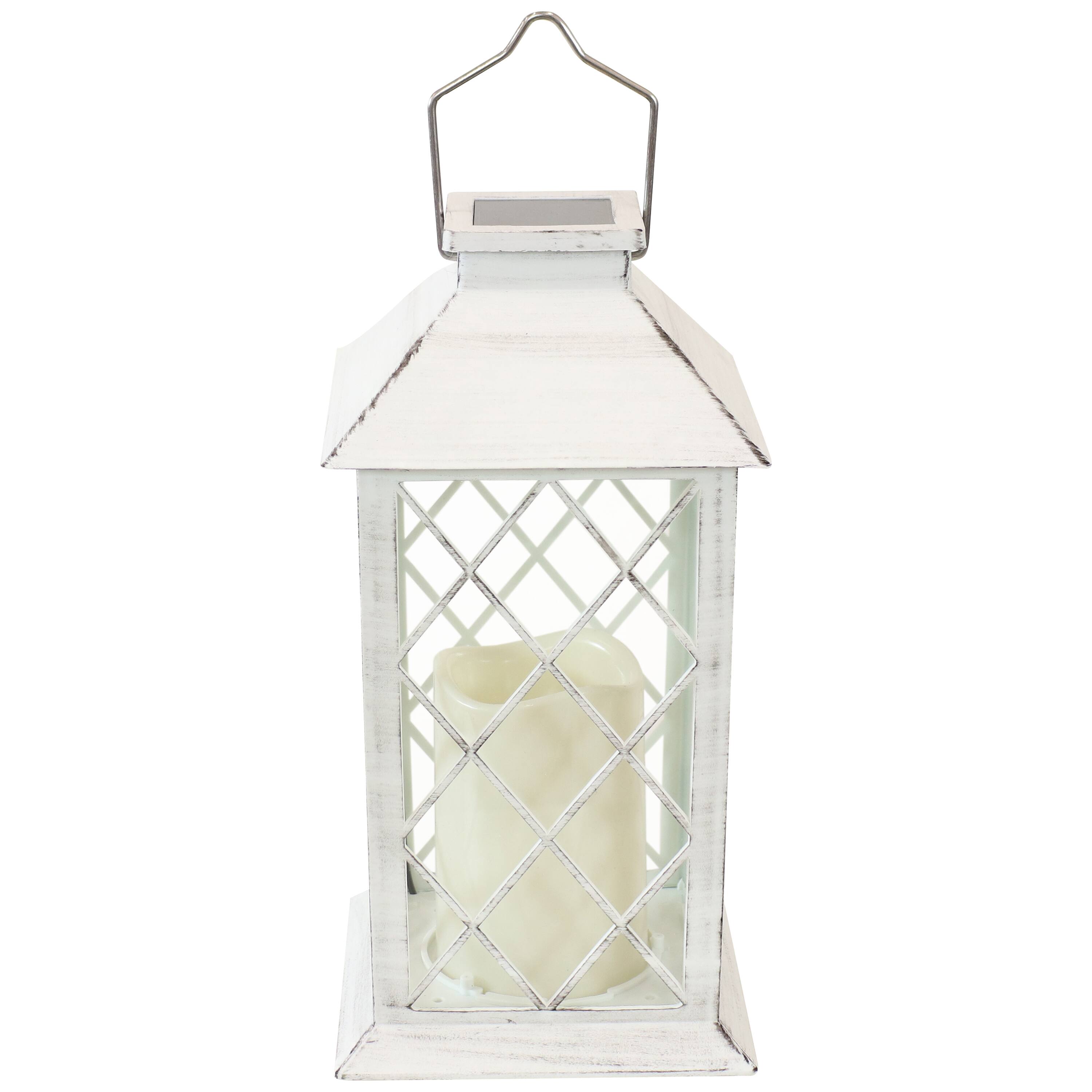 Alt View 5. Sunnydaze - Concord Outdoor Solar Candle Lantern - 11 in - White.