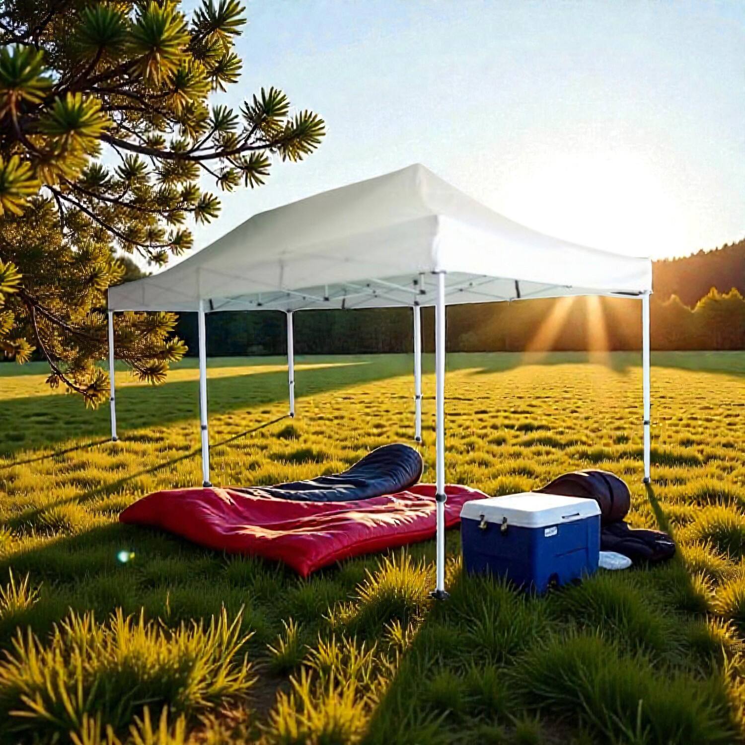 Hivvago - 10x20 Ft Quick Pop-Up Canopy for Patio Use with One-Button Operation - White