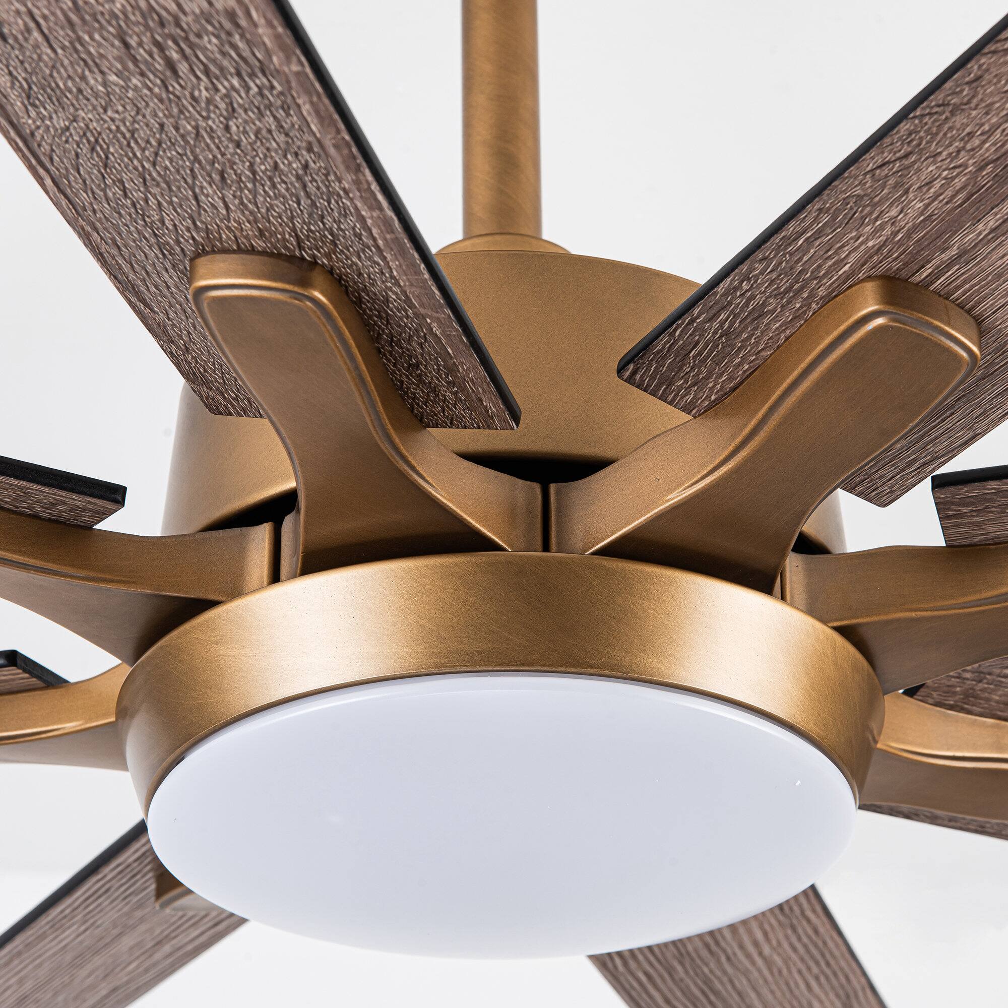 Alt View 9. Parrot Uncle - 65-inch Indoor LED Ceiling Fan with Light and Remote Control, 8 Reversible Blades, DC Reversible Motor - Gold.