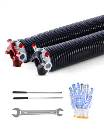 Front. VEVOR - Garage Door Torsion Springs, Pair of 0.250 x 2 x 35 in, 16000 Cycles, Electrophoresis Black Coated for Replacement - Black.