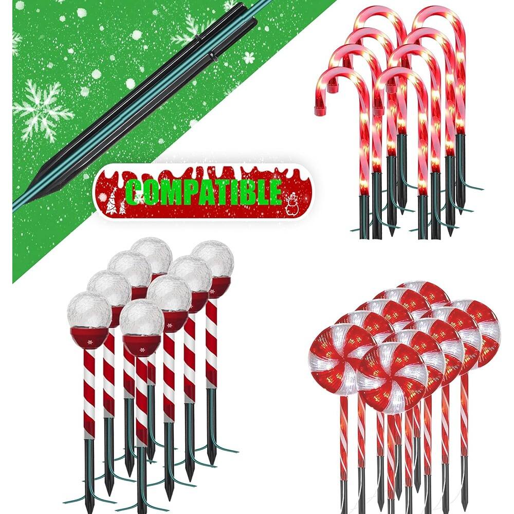 Left. PARKER SLATER - 20-Pack Replacement Stakes for Candy Cane Pathway Lights, Outdoor Plastic.