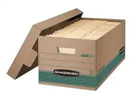 Bankers Box - Stor/File Medium-Duty File Storage Boxes, Lift-Off Lid, Letter Size, Brown, 12/Carton (1270101) - Kraft and Green
