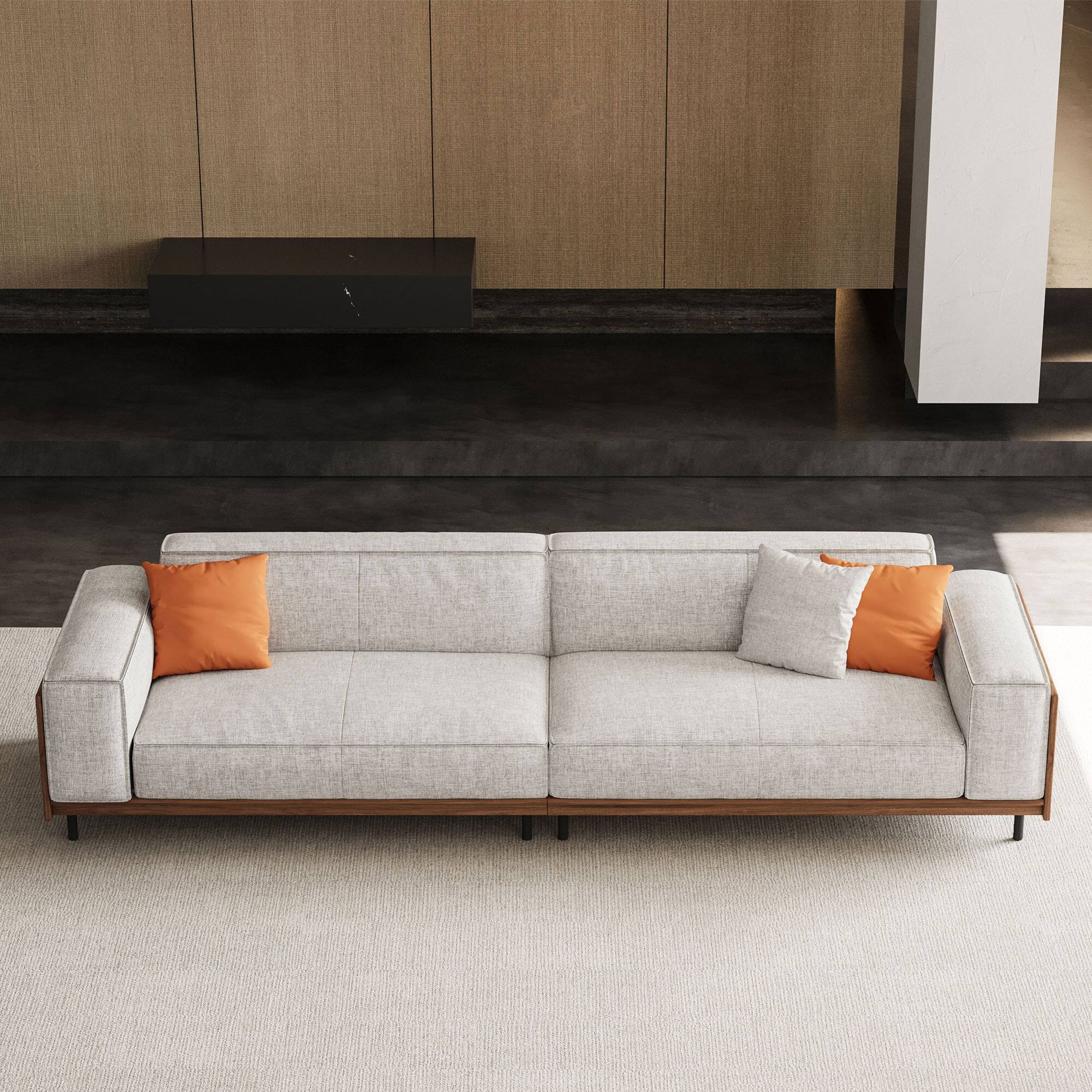 Alt View 8. luck idea - 111.81" Cotton-Linen Sofa with Cushions and Washable Seat Covers Couch - Gray.