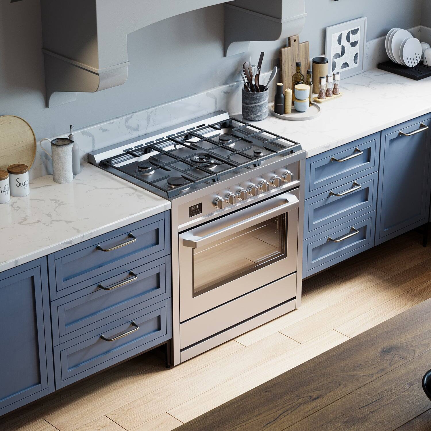 Alt View 5. Rangaire - Rangaire 36" Gas Range Convection Oven Freestanding Stainless Steel RRG361TS - Stainless steel.