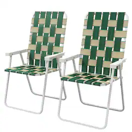 Resenkos - 2-Piece Folding Chairs, Durable Outdoor Camping Seats, Compact Lawn Chairs with Armrests - Green
