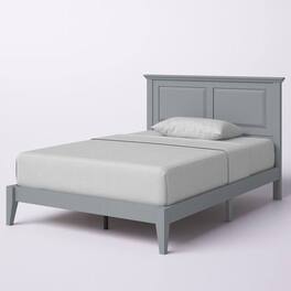 Hivvago - Full Traditional Solid Oak Wooden Platform Bed Frame with Headboard - Gray