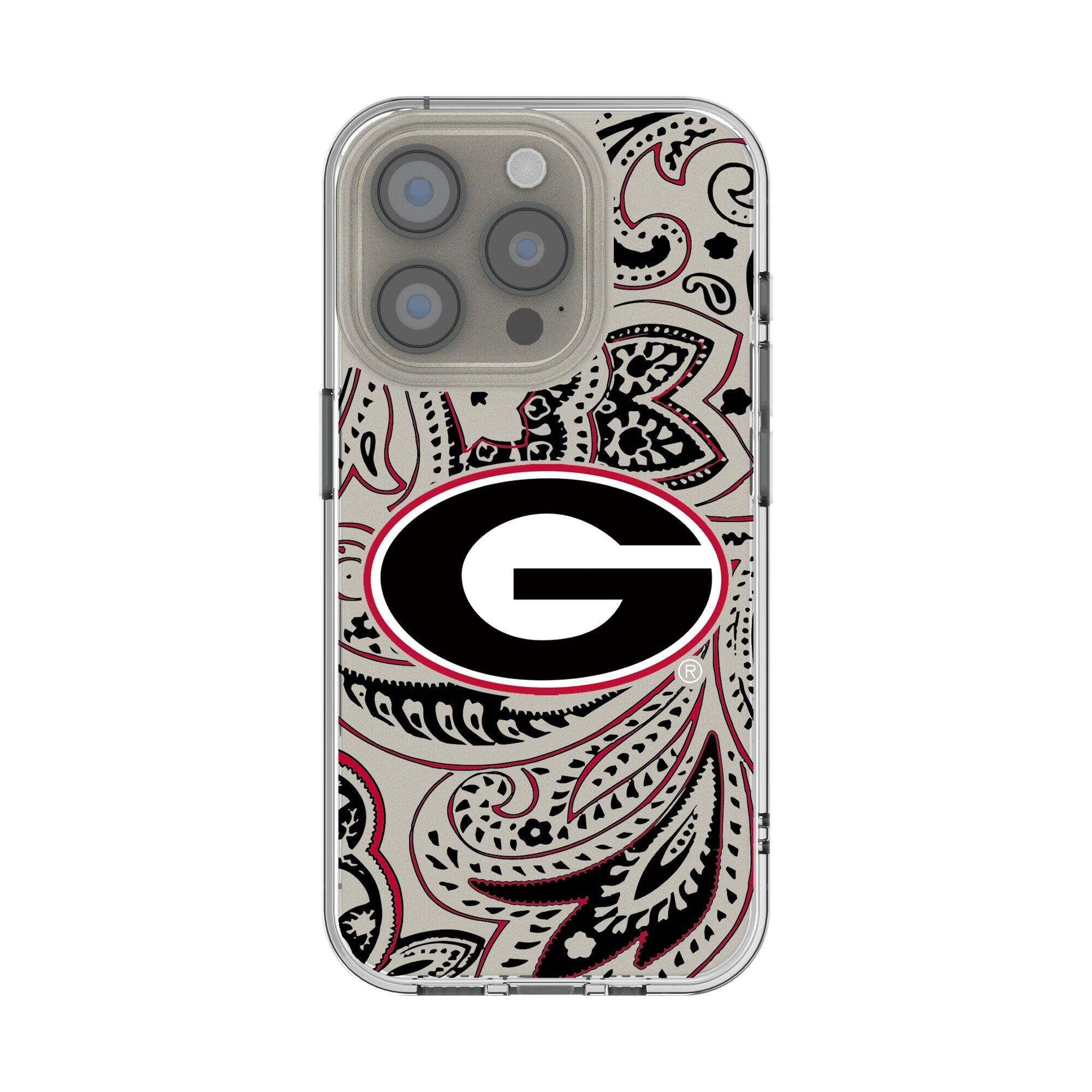Front. Keyscaper - Georgia Bulldogs Paisley iPhone Clear Case - 14 Plus - Multicolor.