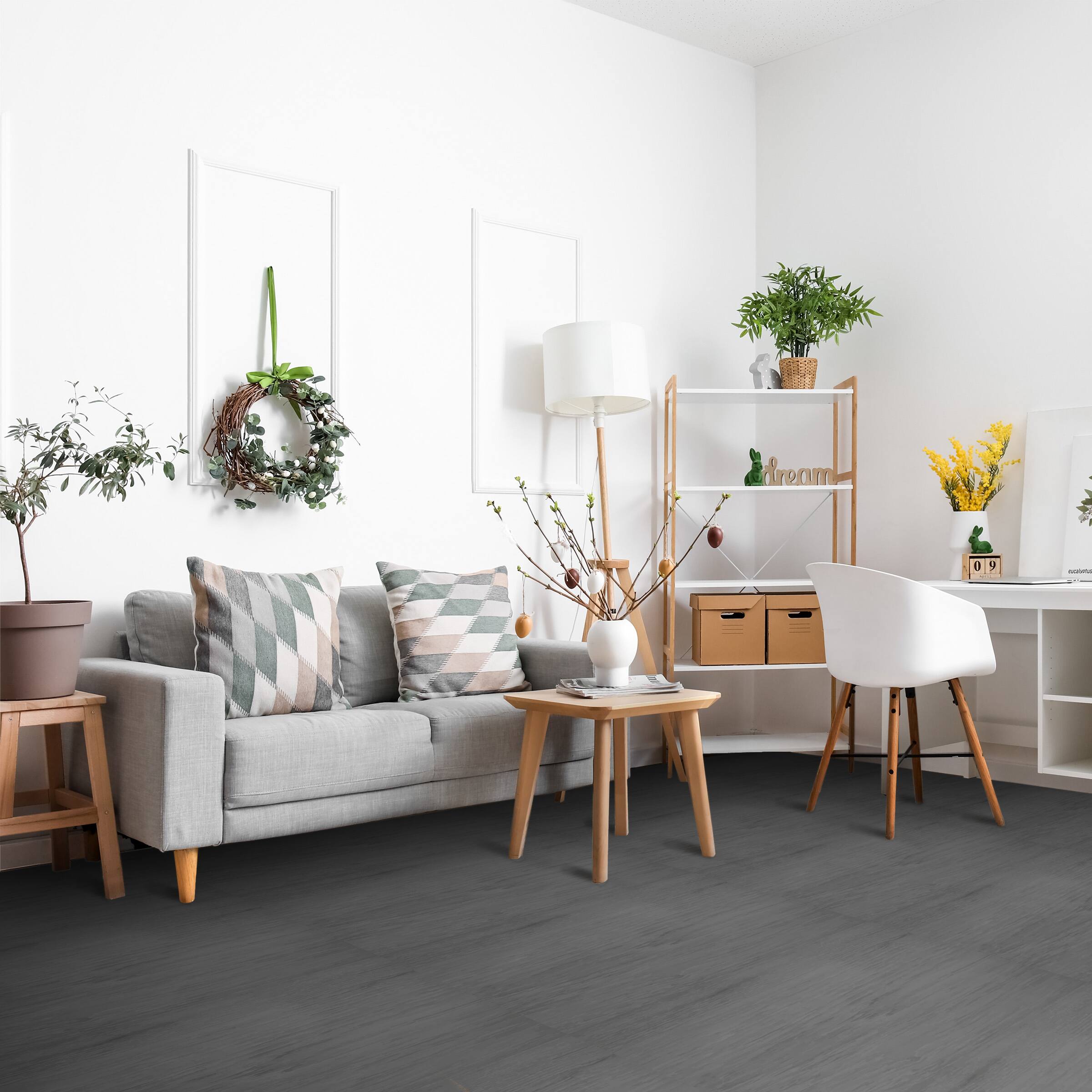 Alt View 1. Sorbus - Sorbus 144 Sq. Ft. Wood Grain Floor Tiles Foam Mat EVA Interlocking Mats Tile 3/8-Inch Thick Flooring Mats w/Borders - Light Carbon.