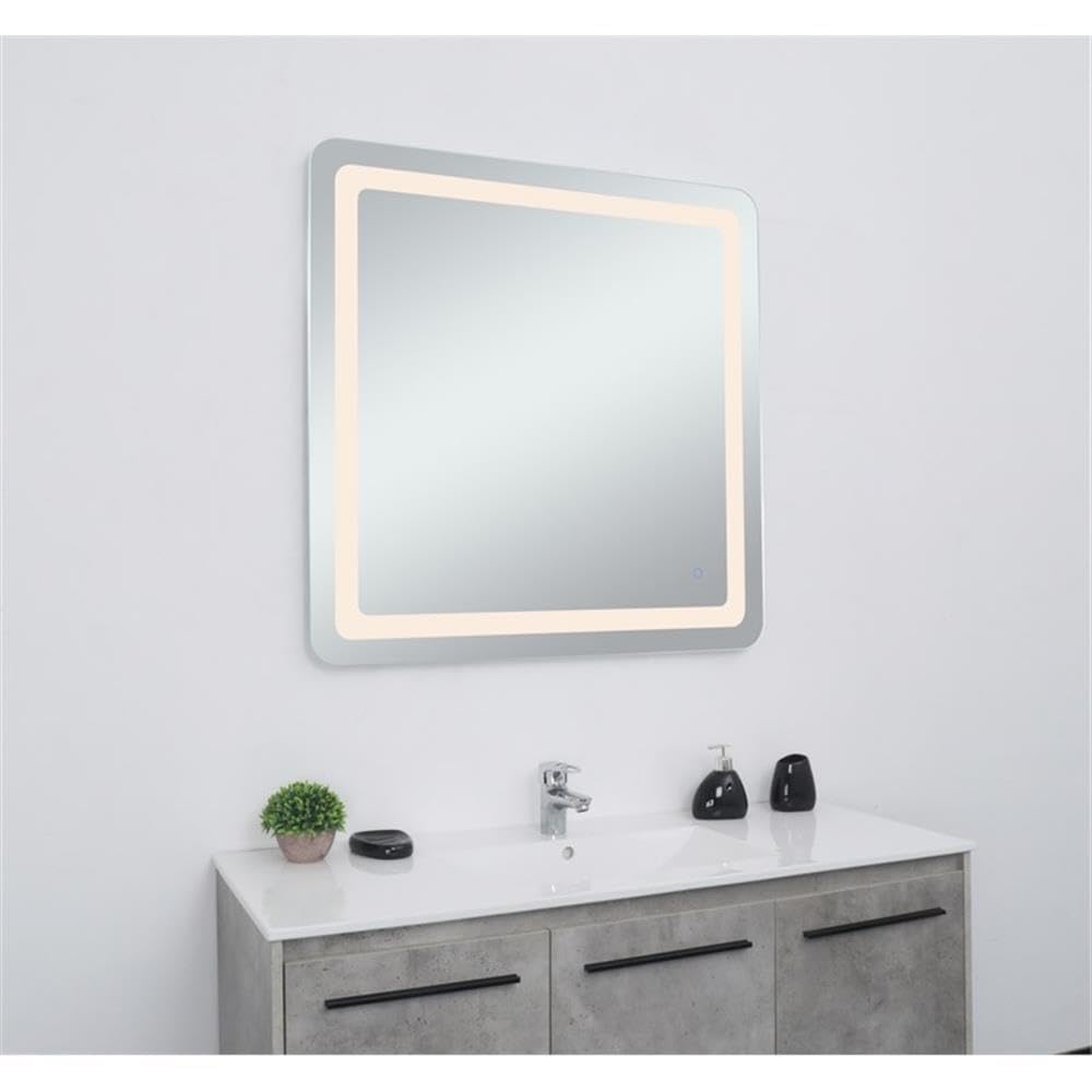 Alt View 2. Elegant Decor - Genesis 36in x 36in soft edge LED mirror - Glossy White.